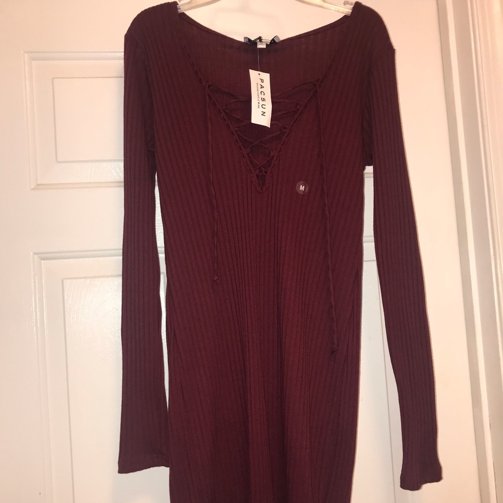 Kendall and Kylie burgundy sweater dress